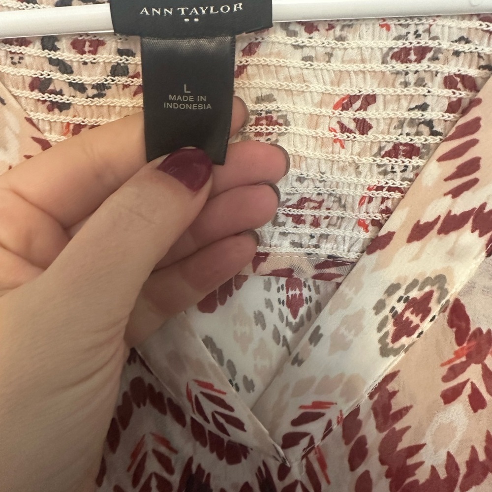 Ann Taylor Boho Patterned Blouse - image 2